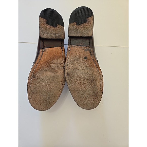 Vintage Cole Haan 8.5 Monk Strap Loafers Burgundy Leather Kiltie Dress  Shoes - Picture 12 of 14